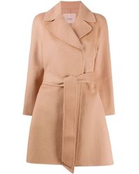 Twin Set Belted Felt Midi Coat - Multicolour