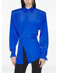 Mugler - パデッドショルダーギャザーシャツ - Lyst