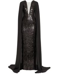 Nissa - Sequined Cape Maxi Dress - Lyst