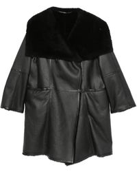 Emmeci - Shearling-Collar Leather Coat - Lyst