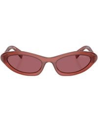 Miu Miu - Logo-plaque Oval-frame Sunglasses - Lyst