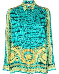 Versace - Seidenhemd mit Baroccodile-Print - Lyst