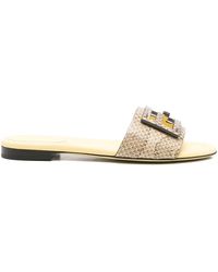 Fendi - Snakeskin Leather Slides - Lyst