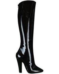 Saint Laurent - Almond-Toe Leather Boots - Lyst