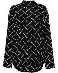 Balenciaga - Logo-print Drop-shoulder Shirt - Lyst
