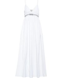 Miu Miu - Embroidered-logo Cotton Maxi Dress - Lyst