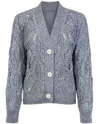 Eleventy - Pointelle-Knit Button-Up Cardigan - Lyst