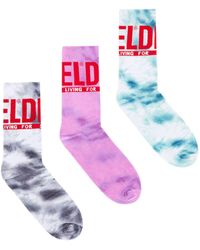 DIESEL - Marble-effect Stretch-cotton Socks (pack Of Three) - Lyst