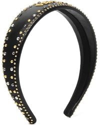 Versace - Leather Logo-Plaque Studded Headband - Lyst