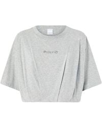 Pinko - T Shirt Corta E Ampia Con Ricamo Logo - Lyst