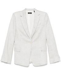 Theory - Linen Blend Houndstooth Blazer With Side Flap Pockets - Lyst