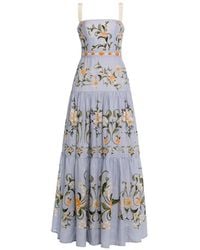 Agua Bendita - Lima Embroidered Linen Maxi Dress - Lyst