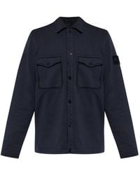 Stone Island - Trui Met Logo-Patch En Borstzak - Lyst