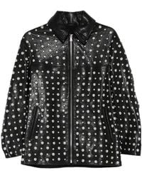 Nour Hammour - Veste En Cuir À Détails De Clous Zippée - Lyst
