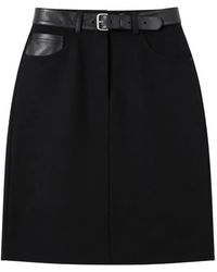 Max Mara - Belted Leather-Trim Mini Skirt - Lyst