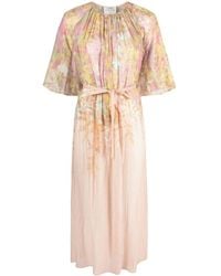 Forte Forte - Floral-print Pleated Belted Midi Dress - Lyst