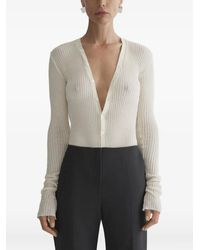 Mugler - V-Neck Ribbed Top - Lyst