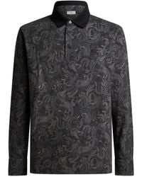 Etro - Paisley-Print Long-Sleeve Polo Shirt - Lyst