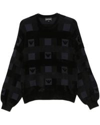 Emporio Armani - Logo-Patterned Chenille Sweater - Lyst