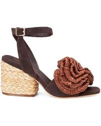 Paloma Barceló - Teresa Fan-Detail Raffia-Heel Sandals - Lyst