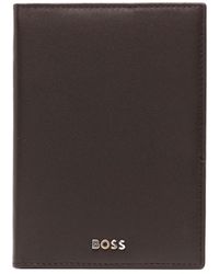 BOSS - Logo-lettering Leather Passport Holder - Lyst