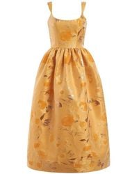 Markarian - Apple Floral-Brocade Corset-Style Midi Dress - Lyst