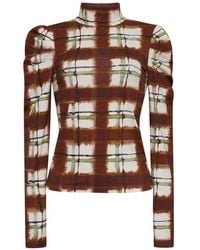 Cara Cara - Chira Plaid Puff-Sleeve T-Shirt - Lyst