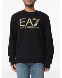 EA7 - Logo-Print Cotton Sweatshirt - Lyst