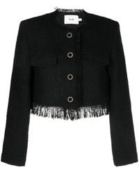 B+ AB - Cropped Frayed Tweed Jacket - Lyst