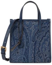 Etro - Petit Sac Love Trotter En Denim Jacquard Avec Motif Paisley - Lyst