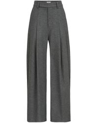 Brunello Cucinelli - Virgin-Wool And Cashmere-Twill Flannel Pleated Barrel Trousers With Monili - Lyst