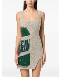 Philipp Plein - Crystal-Embellished Slit-Detail Mini Dress - Lyst