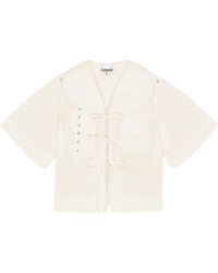 Ganni - Self-Tie Blouse - Lyst