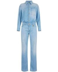 Elisabetta Franchi - Denim Cotton Jumpsuit - Lyst
