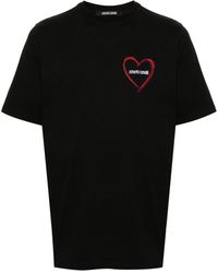 Roberto Cavalli - Heart-embroidered Cotton T-shirt - Lyst