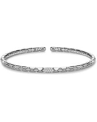 Pragnell - 18Kt Diamond Grooved Textured Bangle Bracelet - Lyst