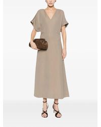 Brunello Cucinelli - Monili-Trim V-Neck Midi Dress - Lyst