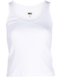 MM6 by Maison Martin Margiela - Ribbed Cotton Tank Top - Lyst