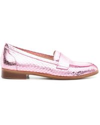 P.A.R.O.S.H. - Snakeskin-effect Metallic Loafers - Lyst