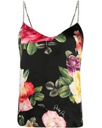 Philipp Plein - Holiday Flowers Print Silk Vest Top - Lyst
