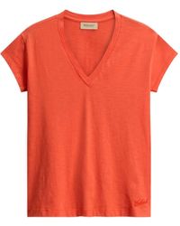 Woolrich - V-Neck Logo-Embroidered T-Shirt - Lyst