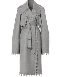 Burberry Crystal Ring-pierced Reconstructed Trench Coat - Grey