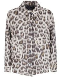 Alberto Biani - Leopard-Print Front-Flap Jacket - Lyst