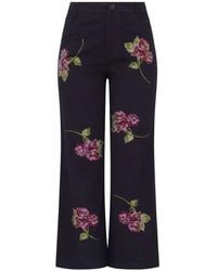Libertine - Primrose Floral-Embellishment Cropped Trousers - Lyst