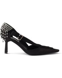 Prada - Crystal-Appliqués Canvas Pumps - Lyst