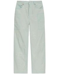 KENZO - Embroidered Five-Pocket Jeans - Lyst
