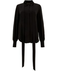 Elie Saab - Pleated Neck-Tie Shirt - Lyst