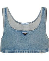 Prada - Bralette Aus Denim - Lyst
