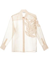 Antonelli - Leaf-Appliqué Sheer Shirt - Lyst