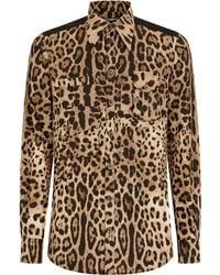 Dolce & Gabbana - Chemise en coton à imprimé léopard - Lyst